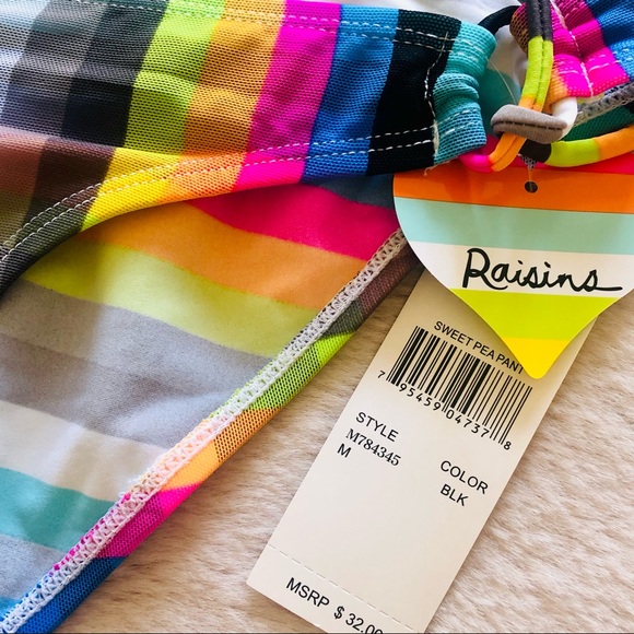 Raisins Neon Stripe Mesh Tie Bikini Bottoms NWT - Picture 10 of 12